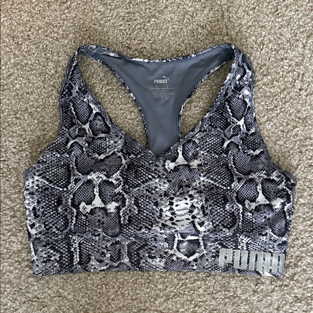 Puma Black and Gray Snake Print Top